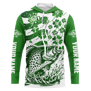 Custom St Patrick'S Day American Flag Crappie Fishing Shirts, Patriotic Crappie Fishing Jerseys IPHW5898