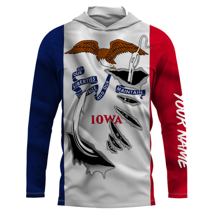 Iowa Flag 3D Fish Hook UV protection custom long sleeves shirts fishing apparel gifts IPHW478