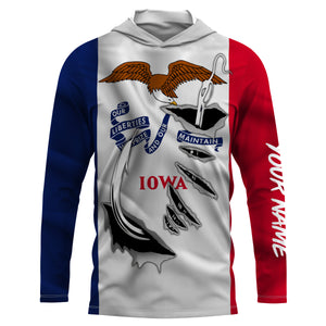 Iowa Flag 3D Fish Hook UV protection custom long sleeves shirts fishing apparel gifts IPHW478