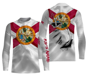 Florida Flag Fish Hook Custom UV Protection Long Sleeve performance Fishing Shirts IPHW482