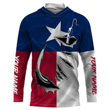 Load image into Gallery viewer, Personalized Texas Flag 3D Fish Hook UV Protection Long Sleeve performance Fishing Shirts IPHW483