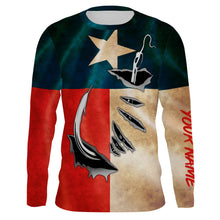 Load image into Gallery viewer, Vintage Texas Flag Custom Long Sleeve Fishing Shirts, Texas Fishing Apparel - IPHW663