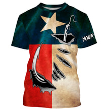 Load image into Gallery viewer, Vintage Texas Flag Custom Long Sleeve Fishing Shirts, Texas Fishing Apparel - IPHW663