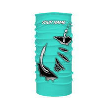 Load image into Gallery viewer, Fish hook Custom Turquoise blue Long Sleeve performance Fishing Shirts Fishing jerseys - IPHW1490