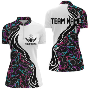 Customized Name Bowling Team Shirts For Women Bowling Pattern Bowling League Jerseys IPHW5486