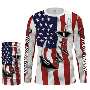 The rodfather Fish hook American Flag Shirts, Personalized father's day Fishing gifts - IPHW1167