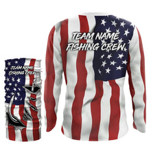 Load image into Gallery viewer, US Fishing Crew 3D Fish Hook American Flag Sun / UV protection quick dry customize name long sleeves shirts personalized Patriotic fishing apparel gift for Fishing team IPH1990