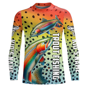 Personalized Rainbow Trout Long Sleeve Fishing Shirts, Trout Fly Fishing Apparel IPHW5601