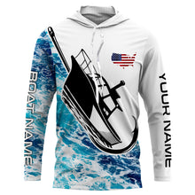 Load image into Gallery viewer, Custom Deep Sea Fishing Shirts With Boat Name, American Flag Saltwater Fishing Shirts IPHW4361