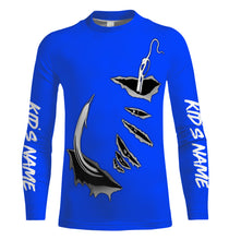 Load image into Gallery viewer, Fish hook Custom Blue Long Sleeve performance Fishing Shirts Fishing jerseys - IPHW1365