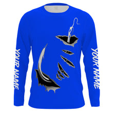 Load image into Gallery viewer, Fish hook Custom Blue Long Sleeve performance Fishing Shirts Fishing jerseys - IPHW1365