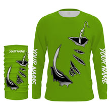 Load image into Gallery viewer, Fish hook Custom Green Long Sleeve performance Fishing Shirts Fishing jerseys - IPHW1366