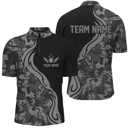 Personalized Gray Camo Bowling Shirts For Men Custom Bowling Team Jerseys Bowlers Outfits IPHW5520