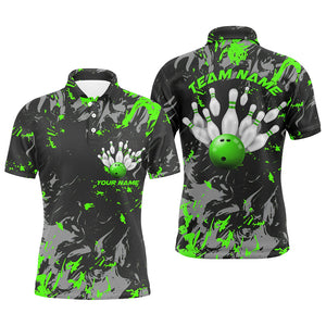 Black And Green Camo Bowling Team Shirts Custom Men Polo Shirts Bowling League Shirts IPHW5362