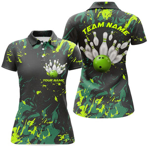 Black And Green Camo Bowling Team Shirts Custom Women Polo Shirts Bowling League Shirts IPHW5364