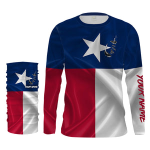 TX Fishing 3D Fish hook Texas Flag Patrotic Custom Long Sleeve performance Fishing Shirts gifts - IPHW1381