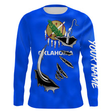 Load image into Gallery viewer, Oklahoma Flag 3D Fish Hook UV Protection Custom Long Sleeve performance Fishing Shirts IPHW502