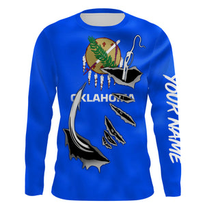 Oklahoma Flag 3D Fish Hook UV Protection Custom Long Sleeve performance Fishing Shirts IPHW502