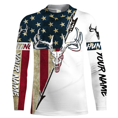 Bow Hunter Deer Hunting American Flag Custom All over print Shirts, Deer skull shirts - IPHW1158