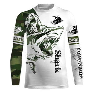 Shark Fishing Tattoo Green Camo Customize name 3D All over print shirts NQS662