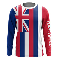 Load image into Gallery viewer, Hawaii State Hawaiian Flag Custom UV Long Sleeve Fishing Shirts - Personalized Fishing Gifts IPHW730