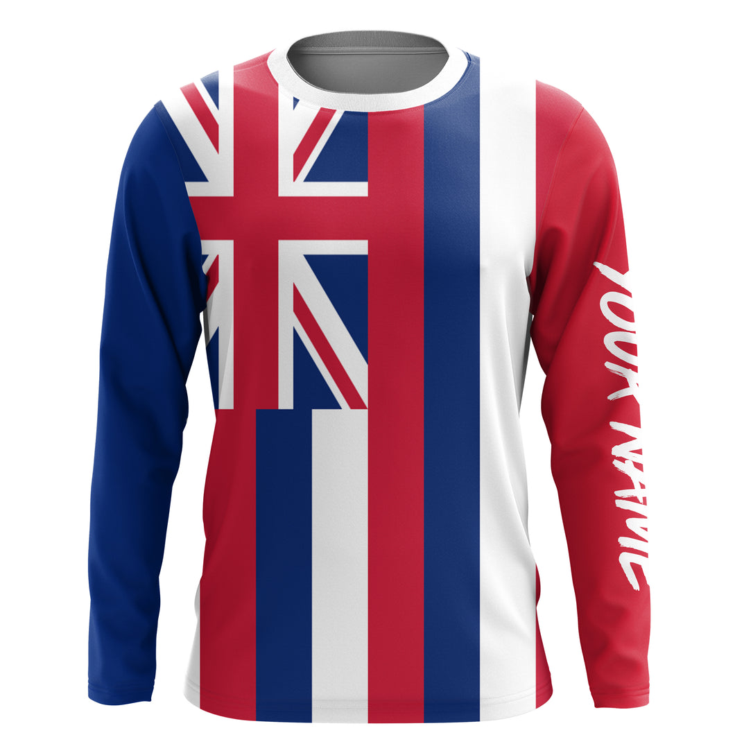 Hawaii State Hawaiian Flag Custom UV Long Sleeve Fishing Shirts - Personalized Fishing Gifts IPHW730