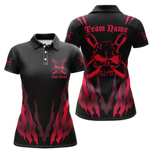 Load image into Gallery viewer, Custom Bowling Shirts For Women, Skull Bowling Team Shirts Bowling Pin | Red IPHW4484