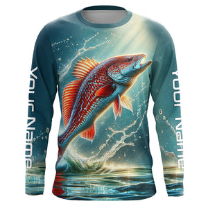 Redfish Puppy Drum Custom Long Sleeve Performance Fishing Shirts, Redfish Fishing Jerseys  IPHW5582