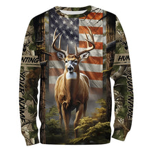 Load image into Gallery viewer, Personalized American Flag Deer Hunting Shirts Patriotic Deer Hunter Clothing For Men And Women IPHW5425