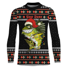 Load image into Gallery viewer, Ugly sweater pattern Christmas Bass Fishing Custom All over Shirts, Mery Fishmas shirt fishing gifts IPHW3699