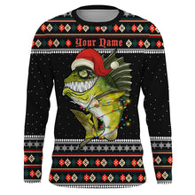 Load image into Gallery viewer, Ugly sweater pattern Christmas Bass Fishing Custom All over Shirts, Mery Fishmas shirt fishing gifts IPHW3699