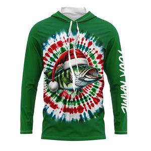 Custom Christmas Bass Fishing Tie Dye Long Sleeve Fishing Shirts, Christmas Bass Fishing Gifts IPHW5588