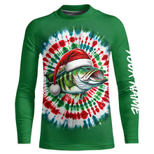 Load image into Gallery viewer, Custom Christmas Bass Fishing Tie Dye Long Sleeve Fishing Shirts, Christmas Bass Fishing Gifts IPHW5588