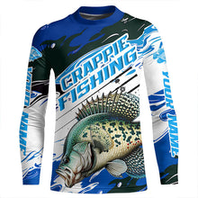 Load image into Gallery viewer, Custom Crappie Fishing Jerseys, Crappie Long Sleeve Tournament Fishing Shirts | Blue Camo  IPHW6127