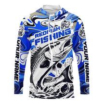 Load image into Gallery viewer, Redfish Fishing Custom Performance Long Sleeve Uv Shirts, Saltwater Camo Fishing Shirt | Blue IPHW6138