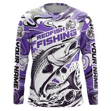 Load image into Gallery viewer, Redfish Fishing Custom Performance Long Sleeve Uv Shirts, Saltwater Camo Fishing Shirt | Purple IPHW6158