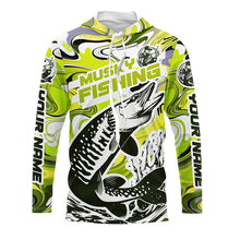 Load image into Gallery viewer, Custom Musky Long Sleeve Tournament Fishing Shirts, Water Camo Muskie Fishing Jerseys | Yellow IPHW6167