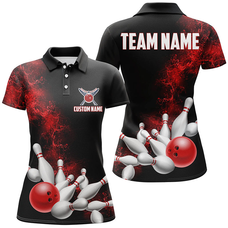 Custom Red Strike Bowling Shirts For Women Bowling Team Jerseys Bowling League Shirts IPHW5469