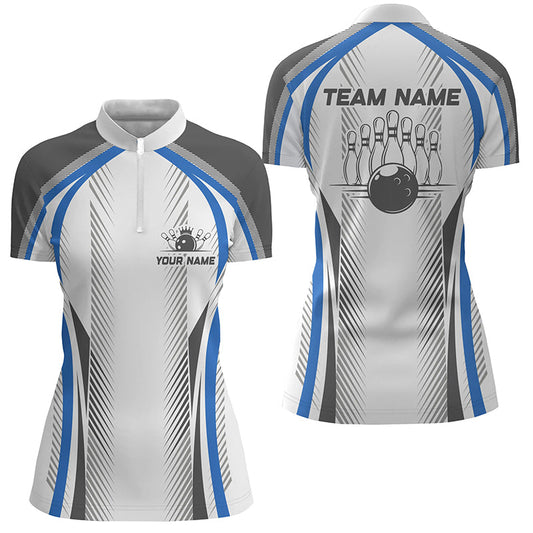Personalized Blue Bowling Shirts Bowling Team Jersey Bowling League Outfits For Women IPHW5476