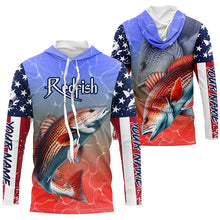 Load image into Gallery viewer, Custom Redfish Puppy Drum American Flag Long Sleeve Fishing Shirts, Patriotic Fishing Gifts IPHW5602