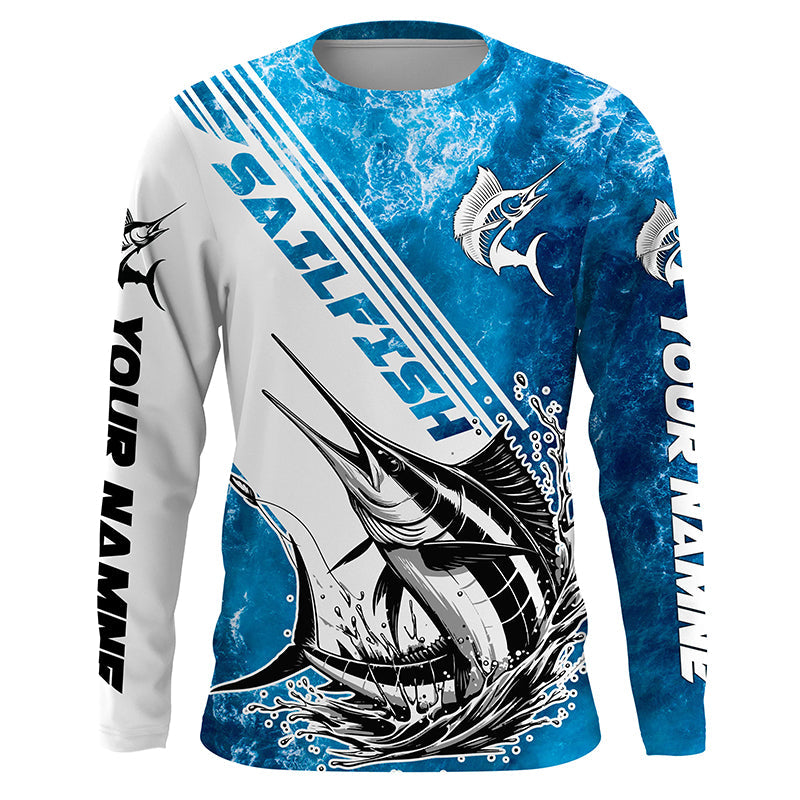 Personalized Sailfish Fishing Saltwater Long Sleeve Fishing Shirts, Sailfish Fishing Jerseys  IPHW5636