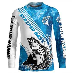 Personalized Striped Bass Long Sleeve  Performance Fishing Shits, Striper Fishing Jerseys IPHW5637