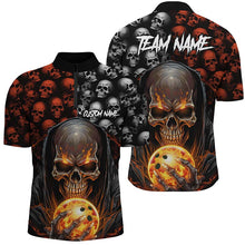 Load image into Gallery viewer, Custom Skull Bowling Men Quarter Zip Shirts Bowling League Team Jerseys Bowling Halloween Outfits IPHW5346