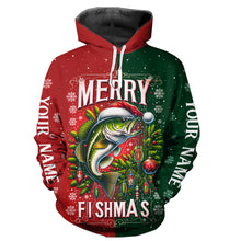 Load image into Gallery viewer, Merry Fishmas Bass Custom  Christmas Fishing Shirts Fisherman&#39;S Fishing Gifts IPHW5552