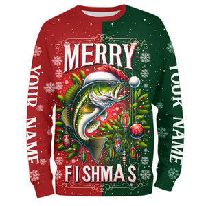 Merry Fishmas Bass Custom  Christmas Fishing Shirts Fisherman'S Fishing Gifts IPHW5552