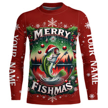 Load image into Gallery viewer, Merry Fishmas Custom Christmas Bass  Full Printing Fishing Shirts Fishing Gifts For Adult And Kid IPHW5553