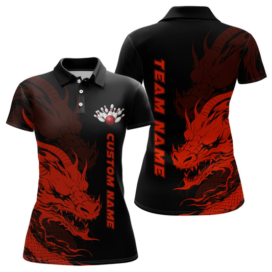 Custom Dragon Bowling Polo Shirts For Women Team Bowling League Jerseys Bowler Outfit IPHW5291