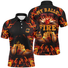 Load image into Gallery viewer, Flame bowling shirt custom name my balls are on fire bowling polo shirts for men, bowling jersey NQS4865