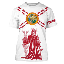 Load image into Gallery viewer, Fishing Fish reaper Custom Florida Flag Fishing Shirts, Florida Long Sleeve performance Fishing Shirts Fishing gifts - NQS2795