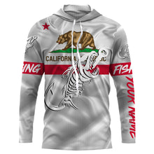 Load image into Gallery viewer, CA Fishing 3D Fish Hook California Flag Fish skull Custom Name sun protection custom fishing shirts NQS3297